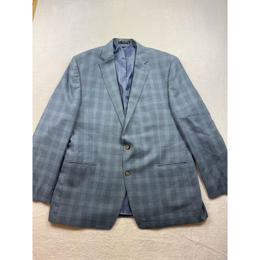 Lauren Ralph Lauren Men's Wool Silk Blend Blue Plaid Sport Coat Size 46L